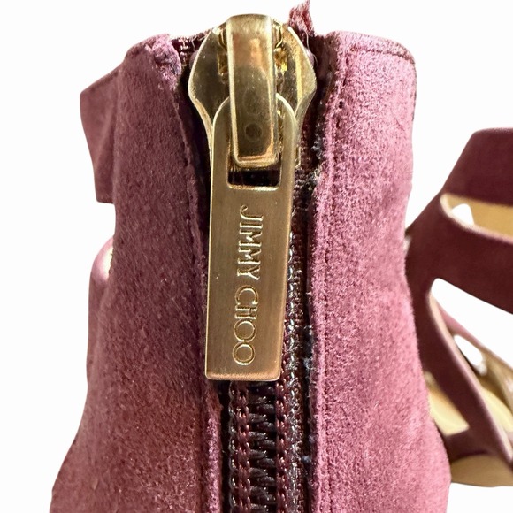 Jimmy Choo Women's Suede‎ Sandal High Heels Burgandy Size 40.5 Designer Luxury - Picture 6 of 15